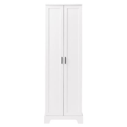 Storage Cabinet with Two Doors for Bathroom, Office, Adjustable Shelf, MDF Board, White