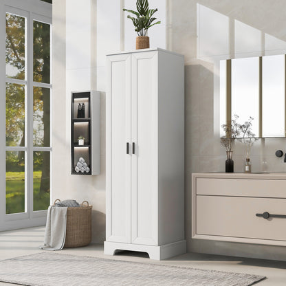 Storage Cabinet with Two Doors for Bathroom, Office, Adjustable Shelf, MDF Board, White