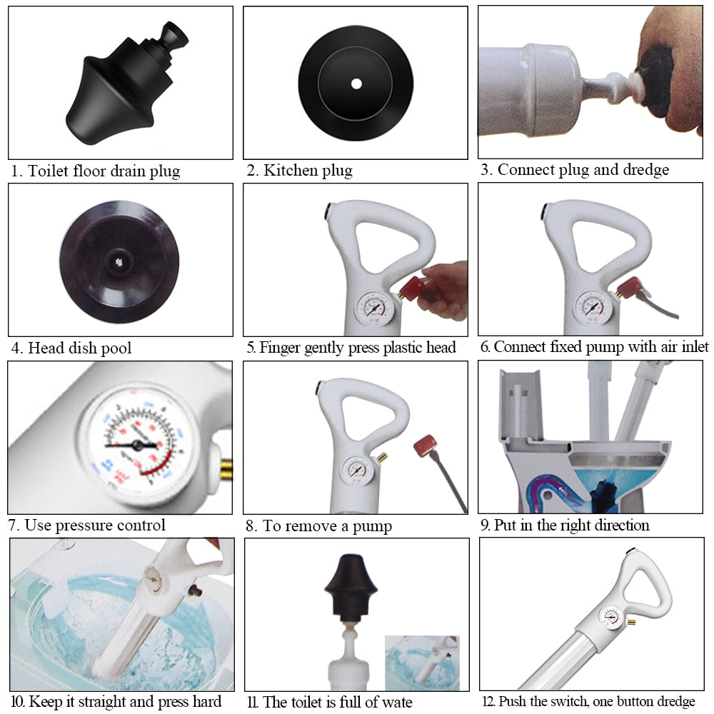 Toilet Plungers High Pressure Pump Cleane powerful air blaster plunge Dredge Air floor Drain Blaster Air Power Drain Blaster gun