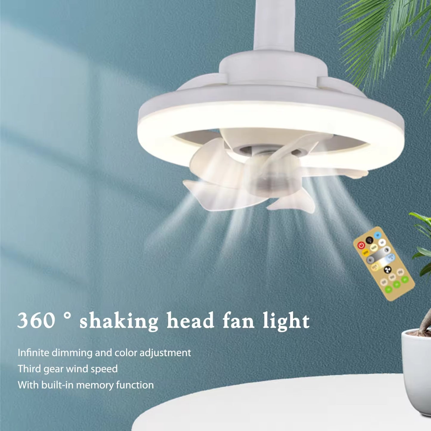 Control 360 Rotation Cooling Electric fan Lamp Chandelier For Room Home Decor