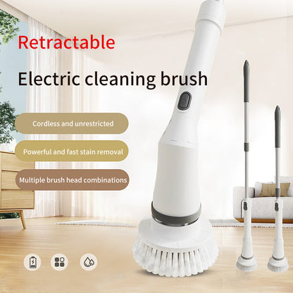 Telescopic rod long-handle electric cleaning brush multi-function rechargeable household hand-held brush household cleaning magic tool