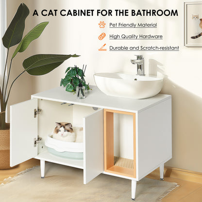 Hidden garbage pet bathroom, with partition, wooden cabinet furniture.