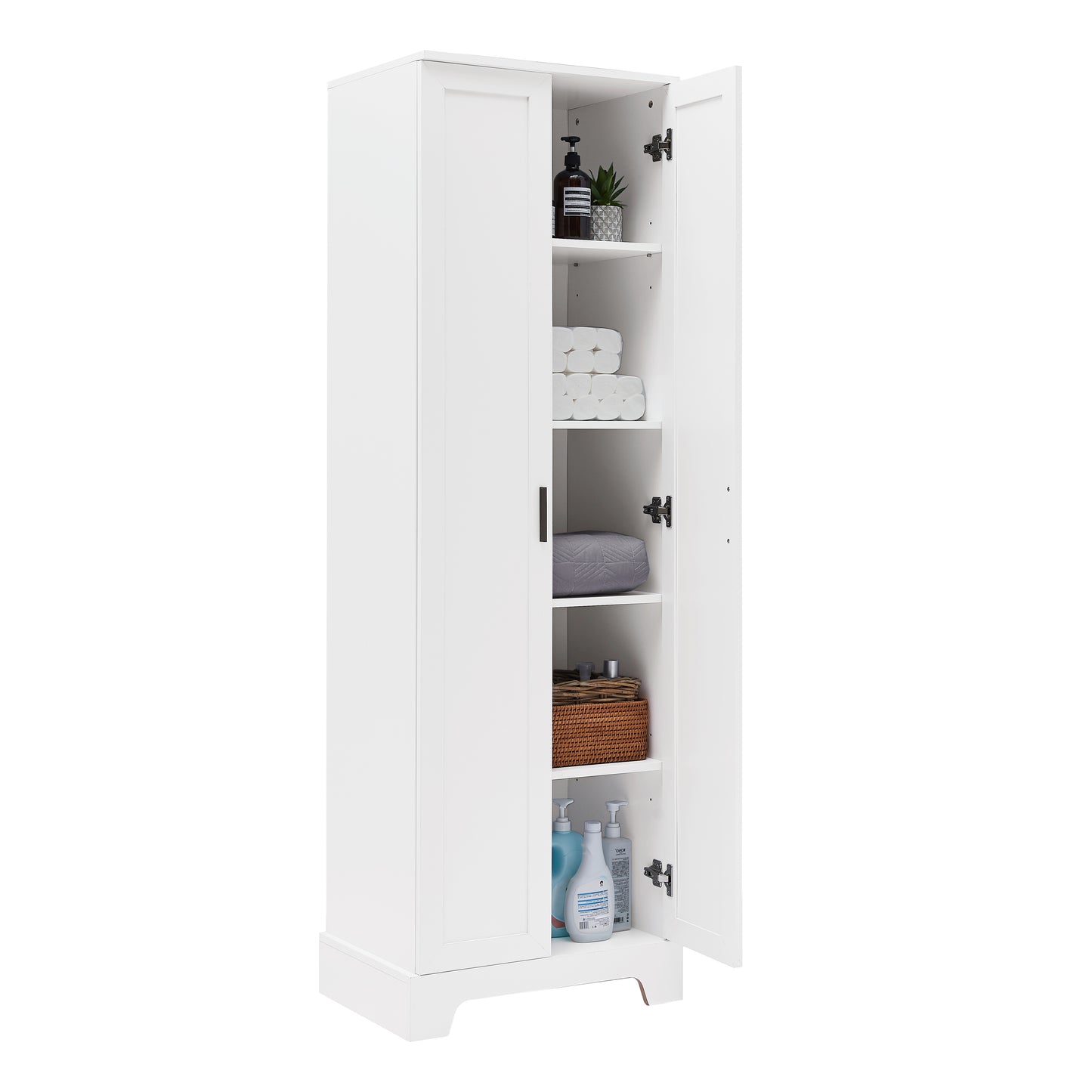 Storage Cabinet with Two Doors for Bathroom, Office, Adjustable Shelf, MDF Board, White