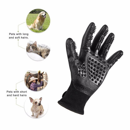 Groomed Rubber Pet Hair Comb Bath Brush Glove