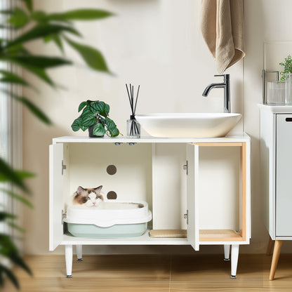 Hidden garbage pet bathroom, with partition, wooden cabinet furniture.