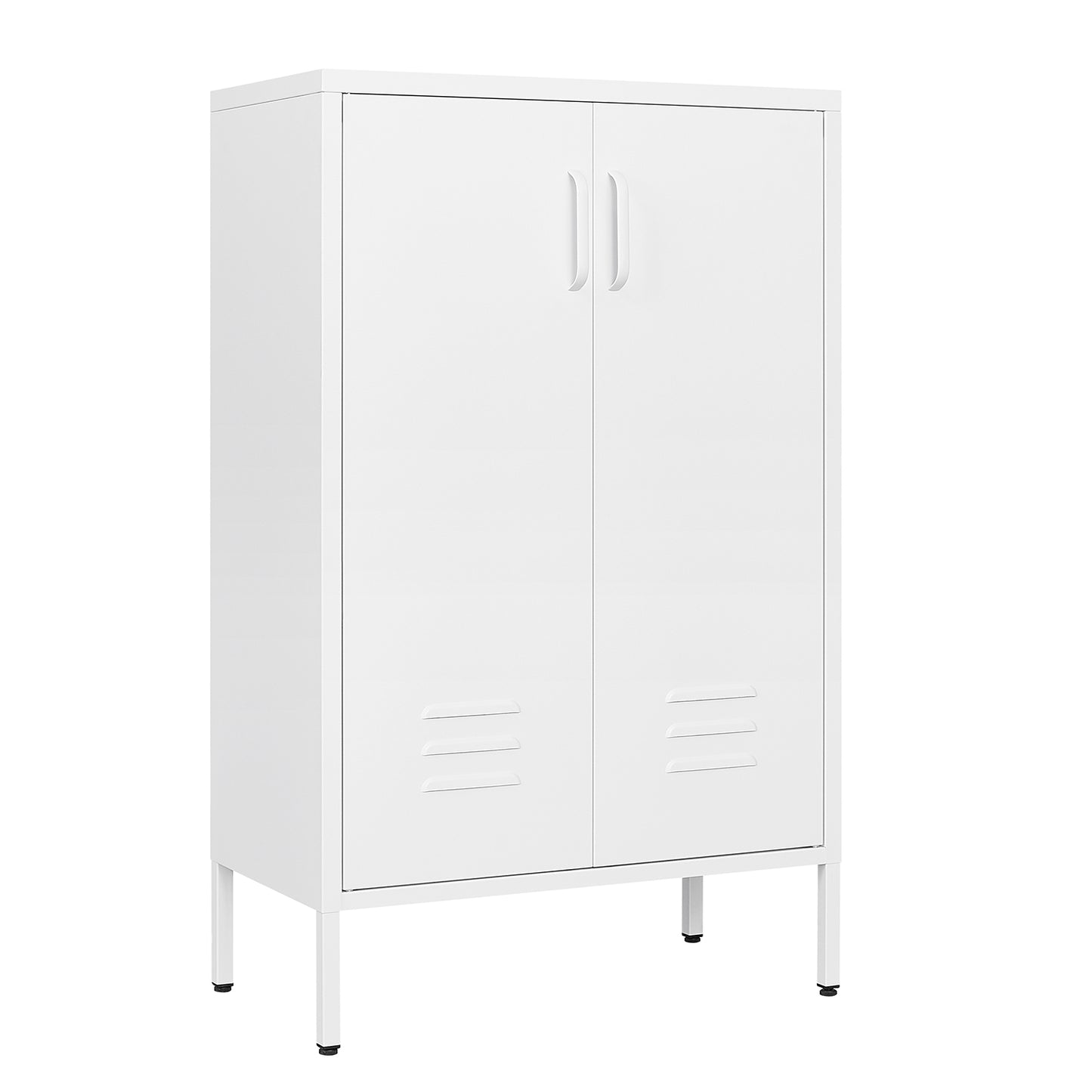 Steel storage cabinet, double door miscellaneous storage cabinet, 2 movable partitions white