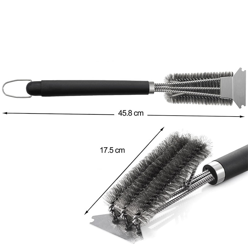 BBQ Grill Barbecue Kit Cleaning Brush Stainless Steel Kitchen Accessories Bristles Cleaning Brushes Cooking Tool Barbecue Gadget