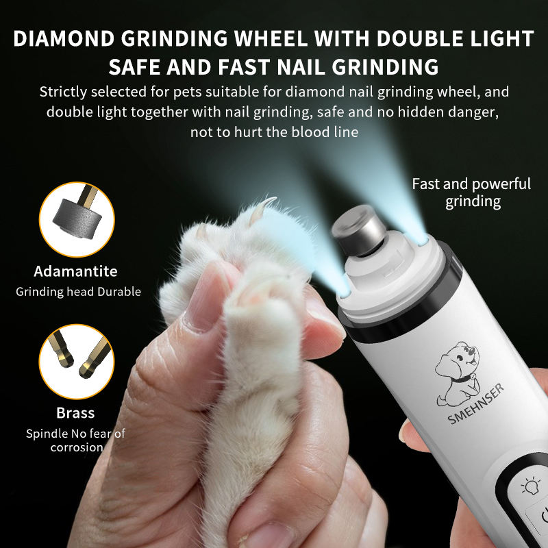 M5 Pet Nail Polisher High Power LED Double Lamp Blood Line Electric Charging Nail Clipper Cat And Dog Manicure Supplies