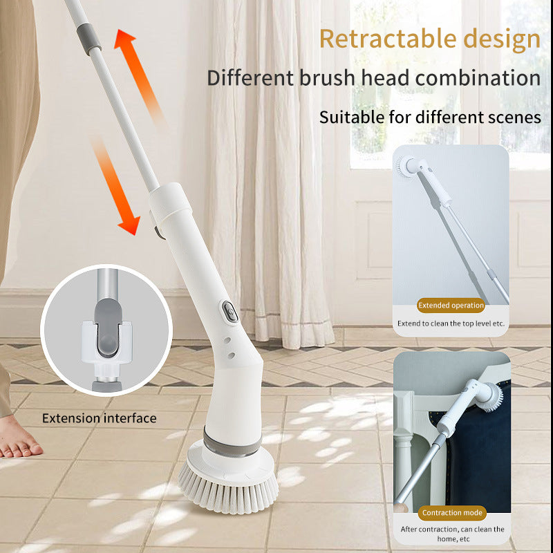 Telescopic rod long-handle electric cleaning brush multi-function rechargeable household hand-held brush household cleaning magic tool