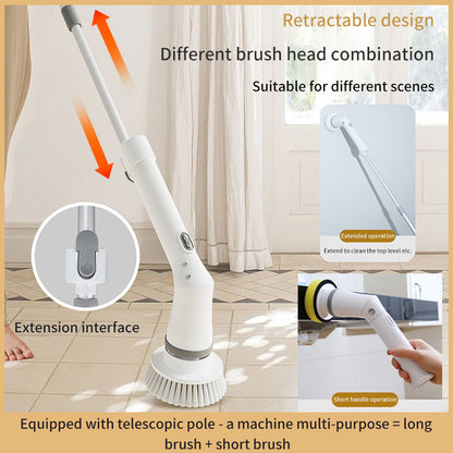 Telescopic rod long-handle electric cleaning brush multi-function rechargeable household hand-held brush household cleaning magic tool