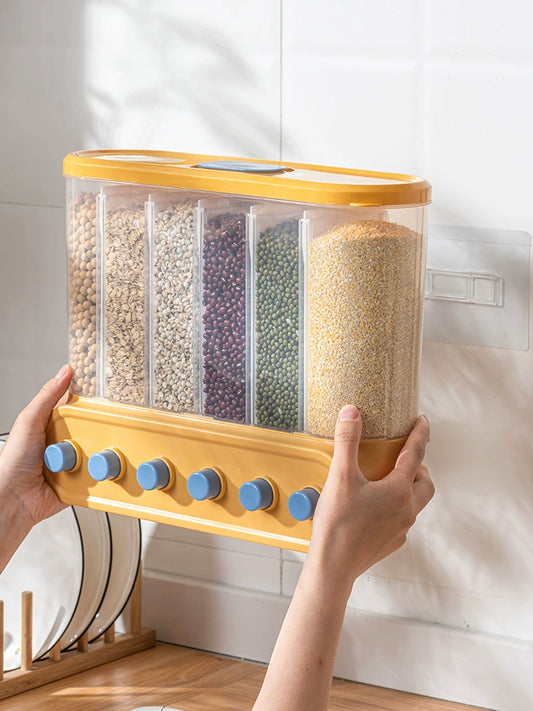 Kitchen Storage Cereals Storage Box Food Grade Multi-Grid Classification Wall-Mounted Storage Tank Beans Storage Tank