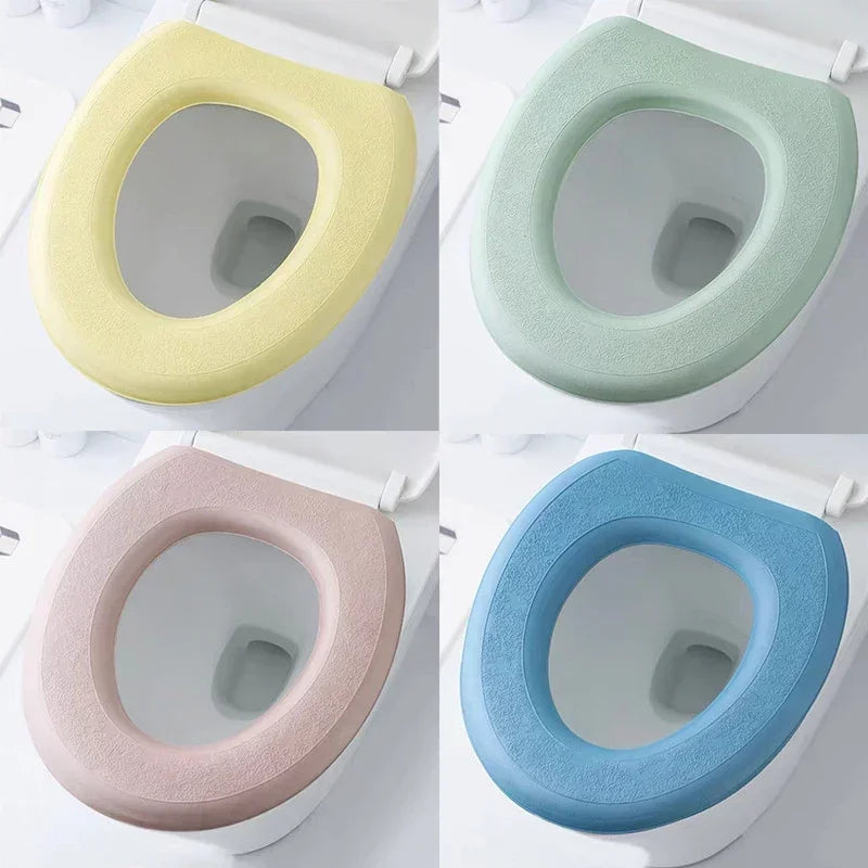 Washable Toilet Seat Cover Waterproof Sticker Foam Toilet Lid Cover Portable Silicone Toilet Cup Covers Bathroom Accessories