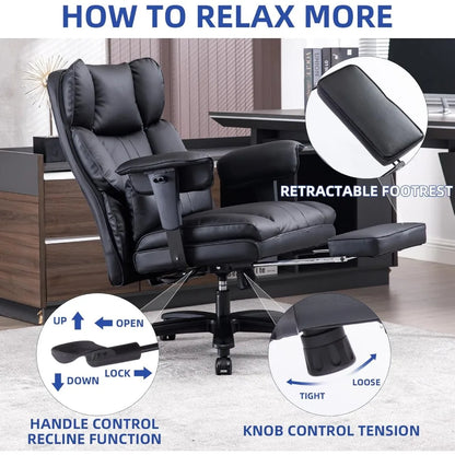 Big and Tall Office Chair 500lbs Wide Seat Executive Office Desk Chair High-Back Office Task Chair with Foot Rest,Ergonomic