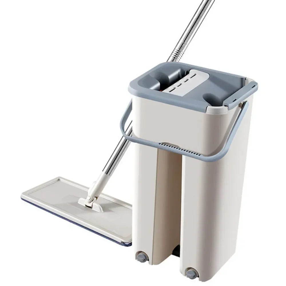 Hands-Free Squeeze Mop with Bucket, Ultra-Fine Fiber Mop Heads for Wet or Dry Use on Any Surface